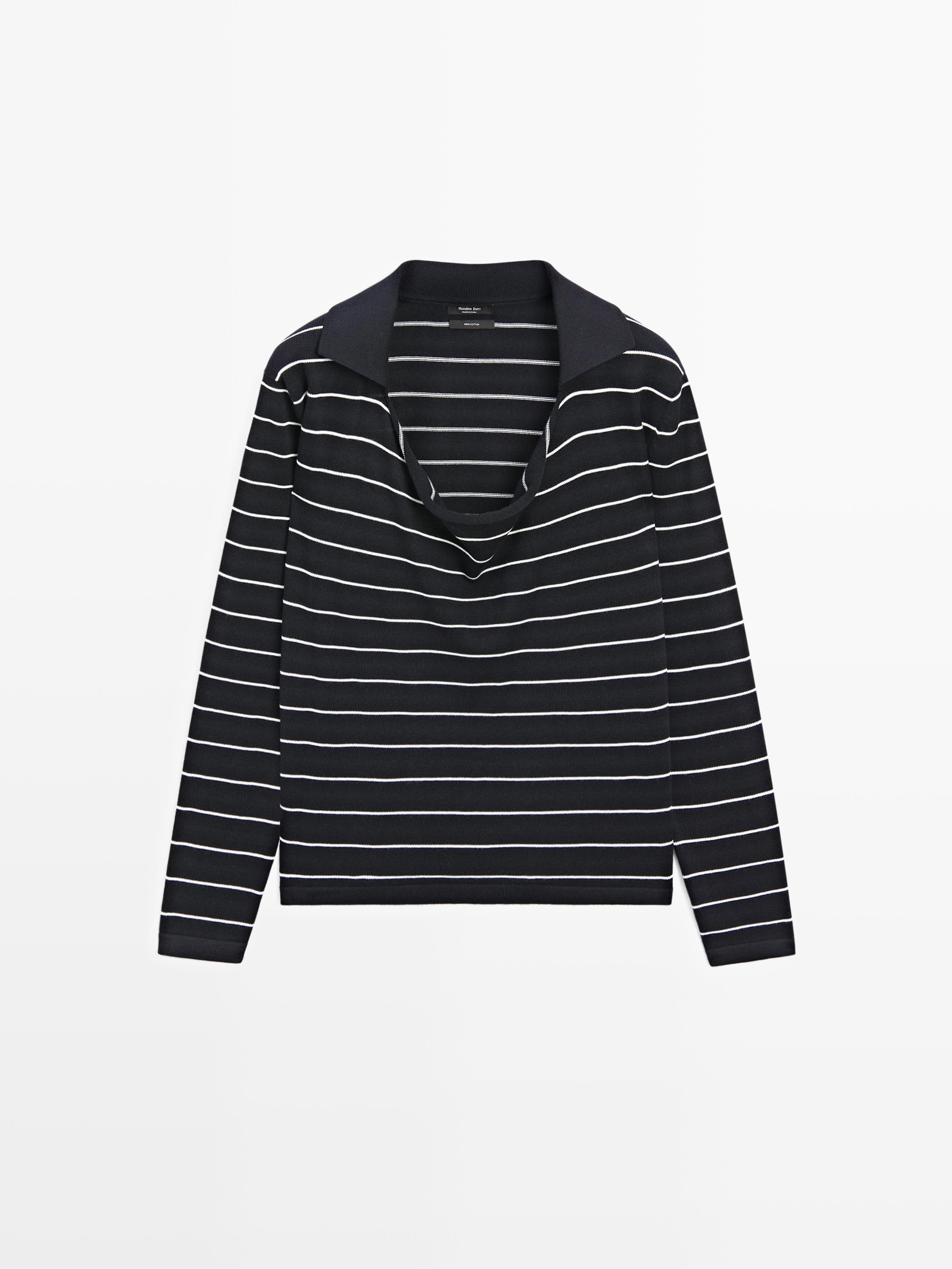 Polo rayé en maille de coton